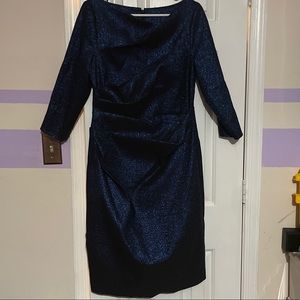 Teri Jon metallic navy dress size 14